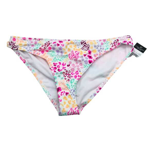 California Waves Floral Animal Print Hipster Scoop Bikini Bottoms Colorful XL - Picture 3 of 5